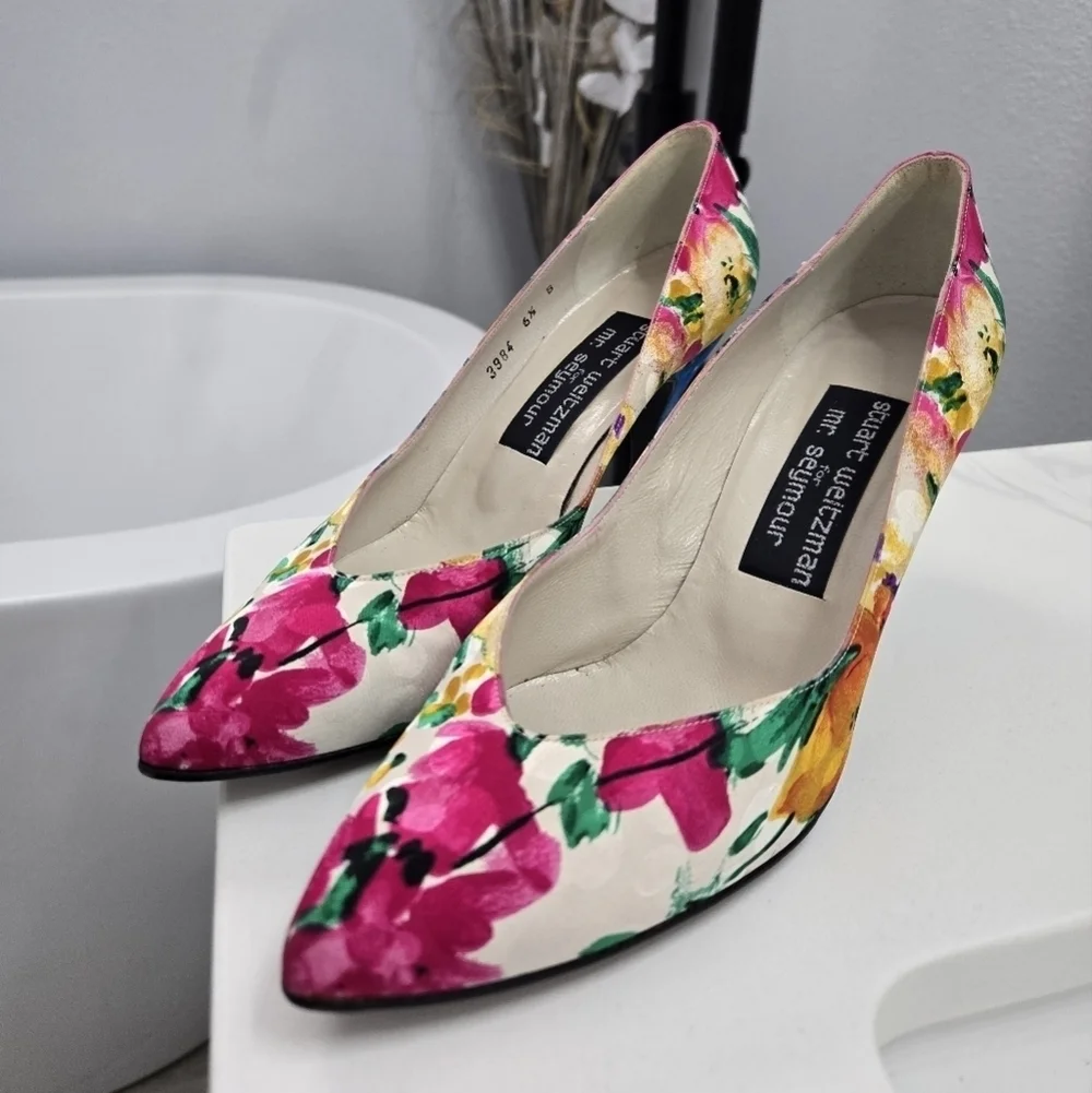 Vintage Stuart Weitzman for Mr. Seymour Floral Watercolor Heels